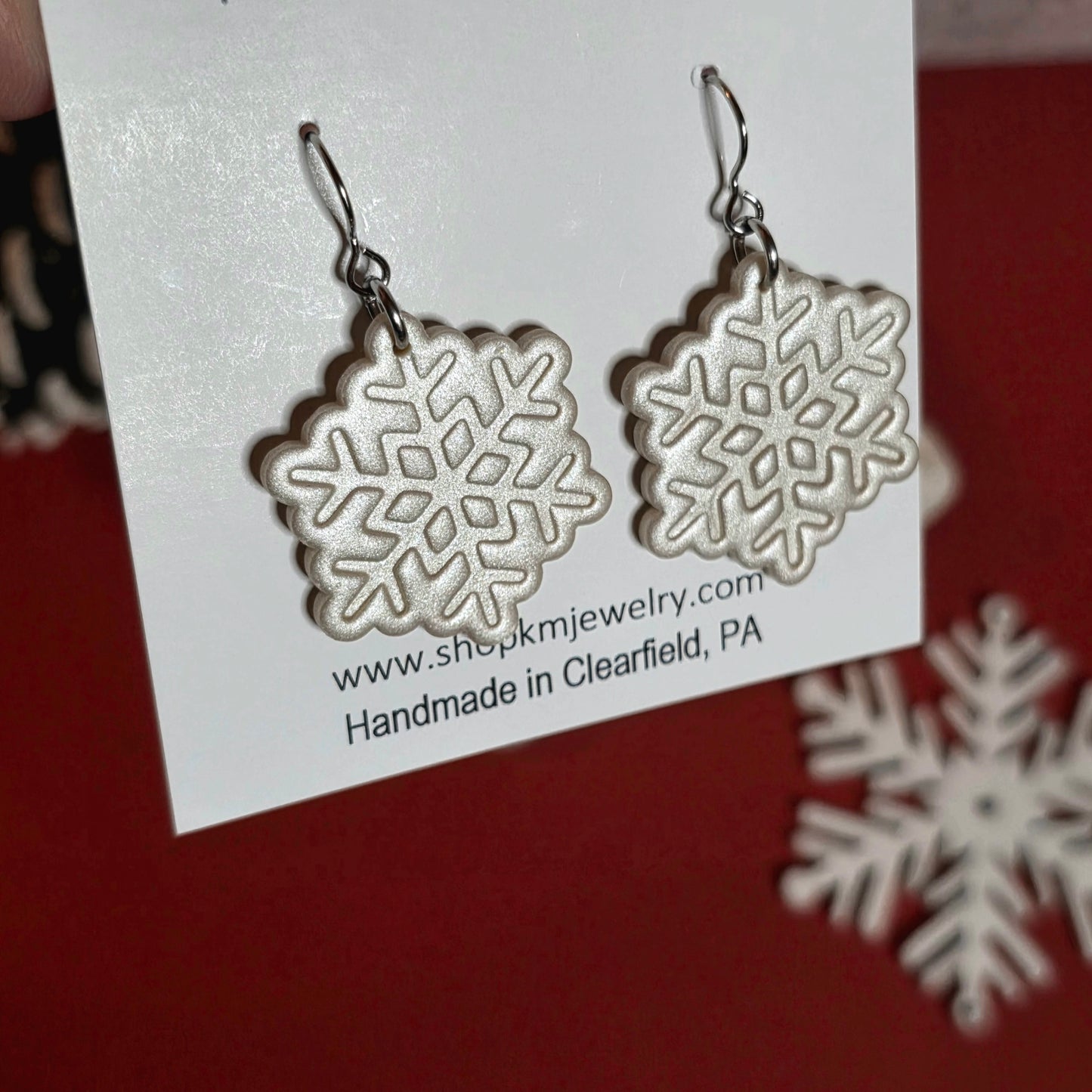 Pearl White | Snowflake | Clay | Earring