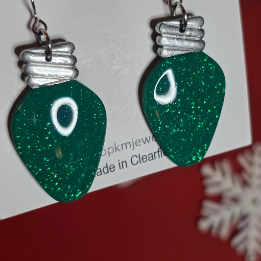 Green Glitter | Bulb | Clay | Earring