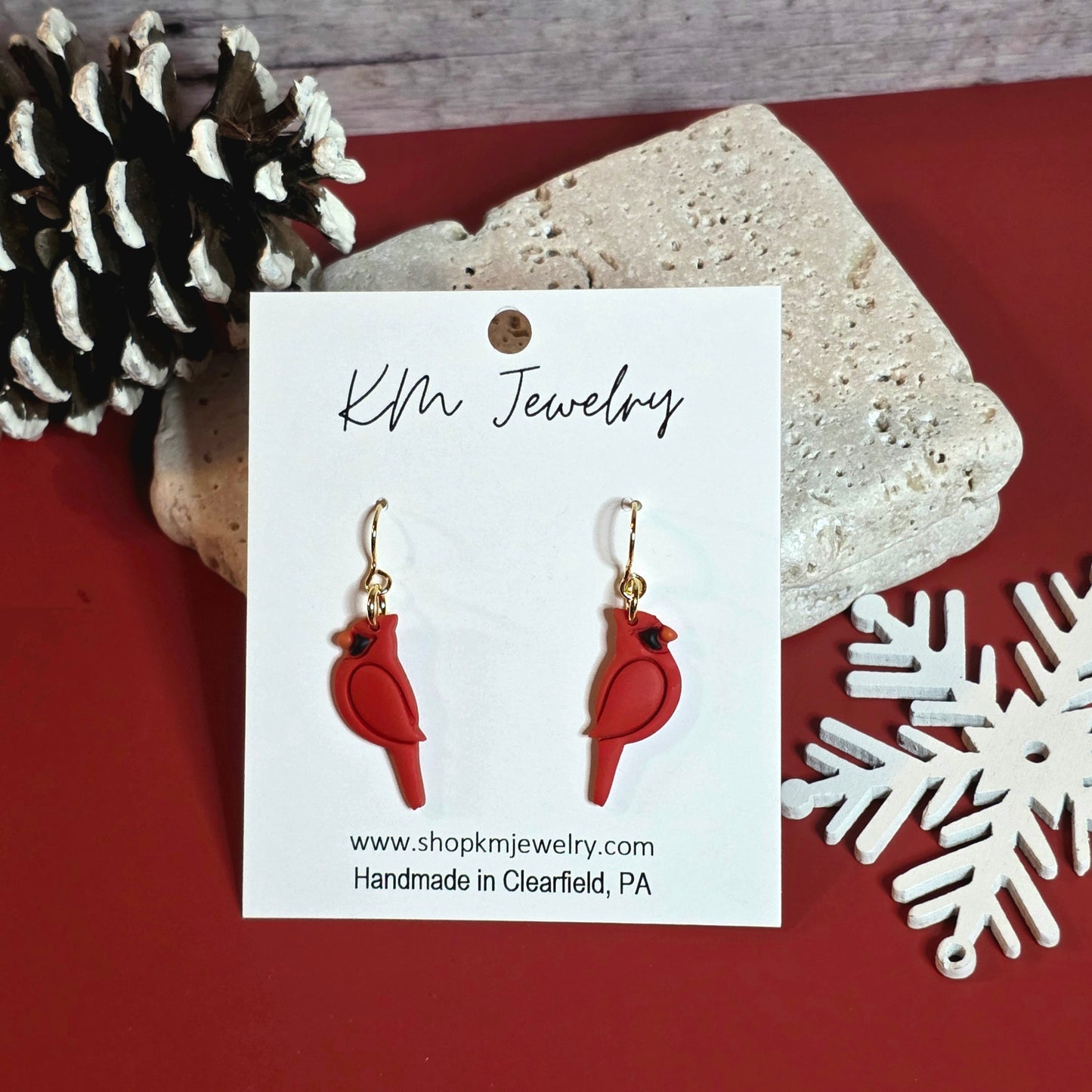 Cardinal | Red | Clay | Earring