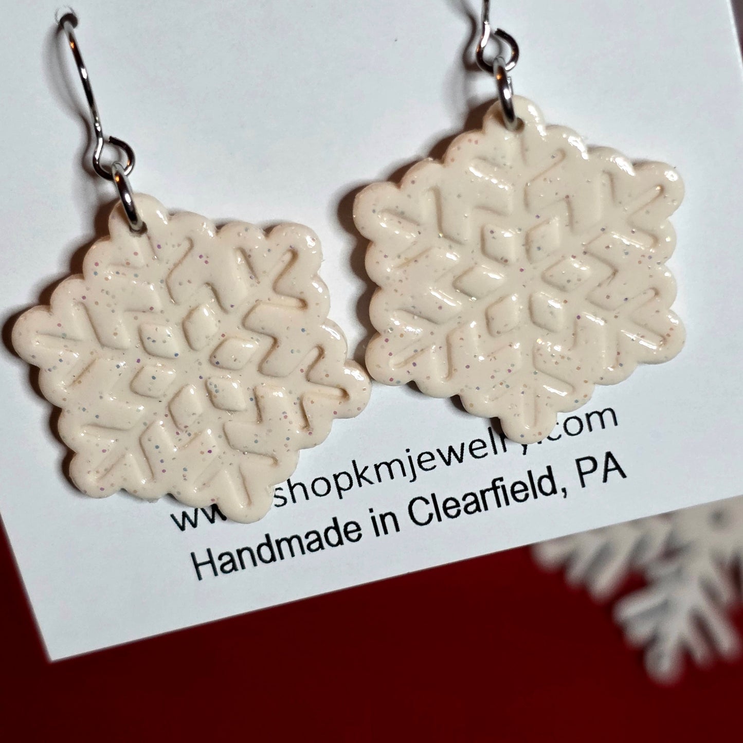 Sparkle White | Snowflake | Clay | Earring