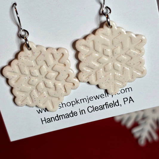 Sparkle White | Snowflake | Clay | Earring