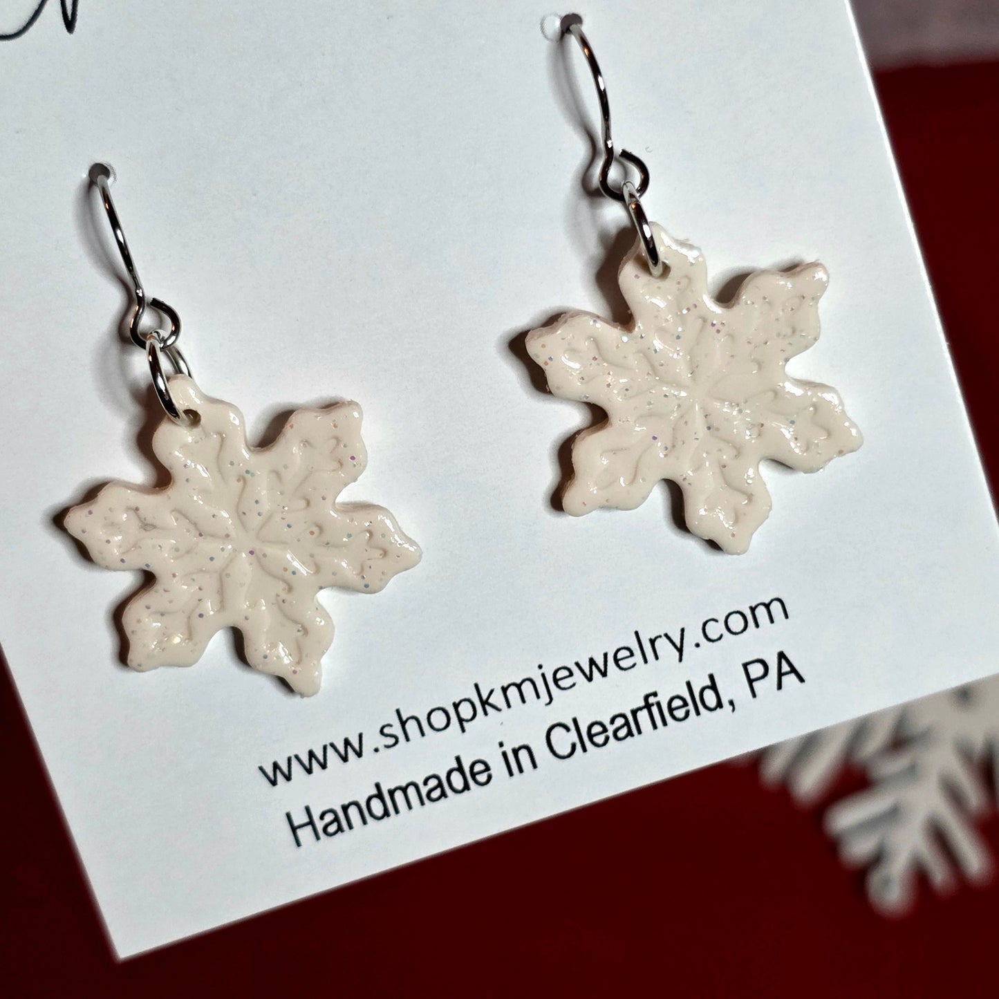 Sparkle White | Snowflake | Clay | Earring