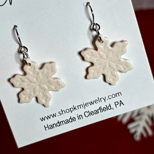Sparkle White | Snowflake | Clay | Earring