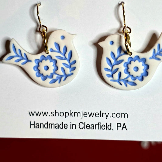 Nordic Bird | Blue | Clay | Earring