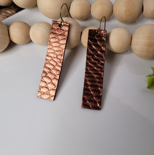 Copper Metallic | Genuine Leather | Earrings | Multiple Sizes