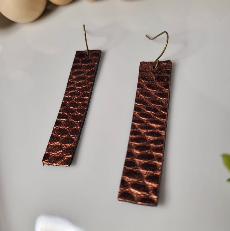 Copper Metallic | Genuine Leather | Earrings | Multiple Sizes