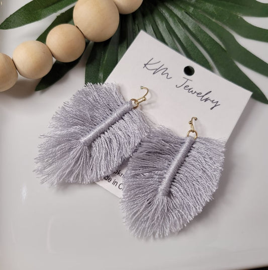 Feather | Macramé | Cotton Yarn | Multiple Colors | Earring
