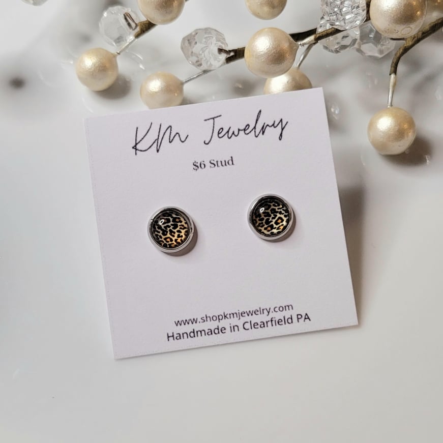 Leopard Print | Stud | Earrings | Multiple Sizes