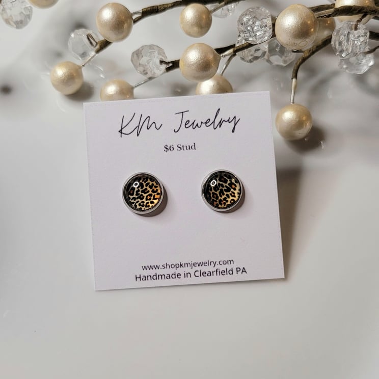 Leopard Print | Stud | Earrings | Multiple Sizes