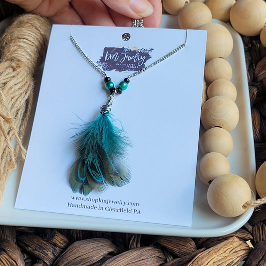 Blue | Genuine Feather | Necklace