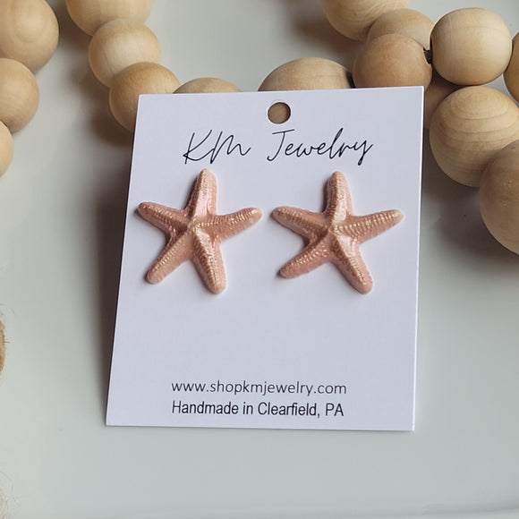 Starfish | Large Stud | Coral Shimmer | Clay