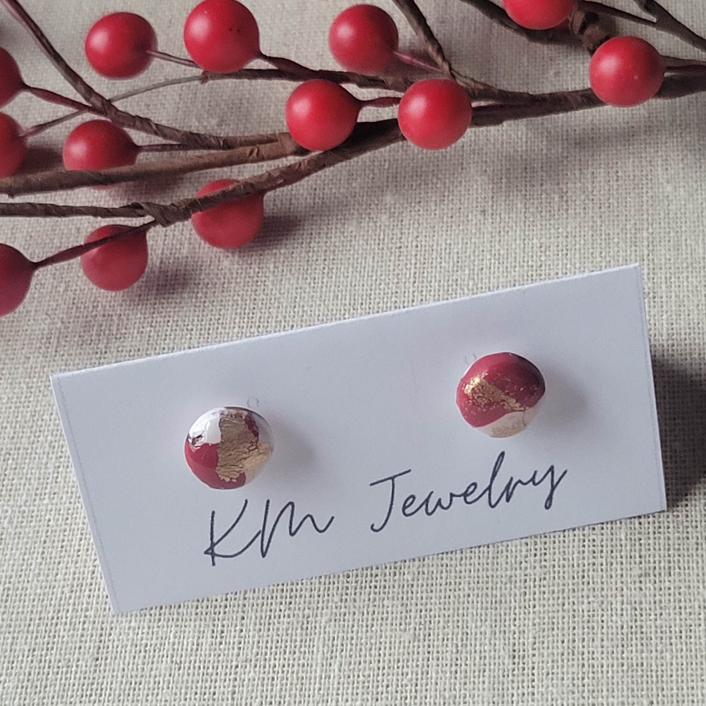 Holiday Marble | 10mm | Round | Stud | Clay