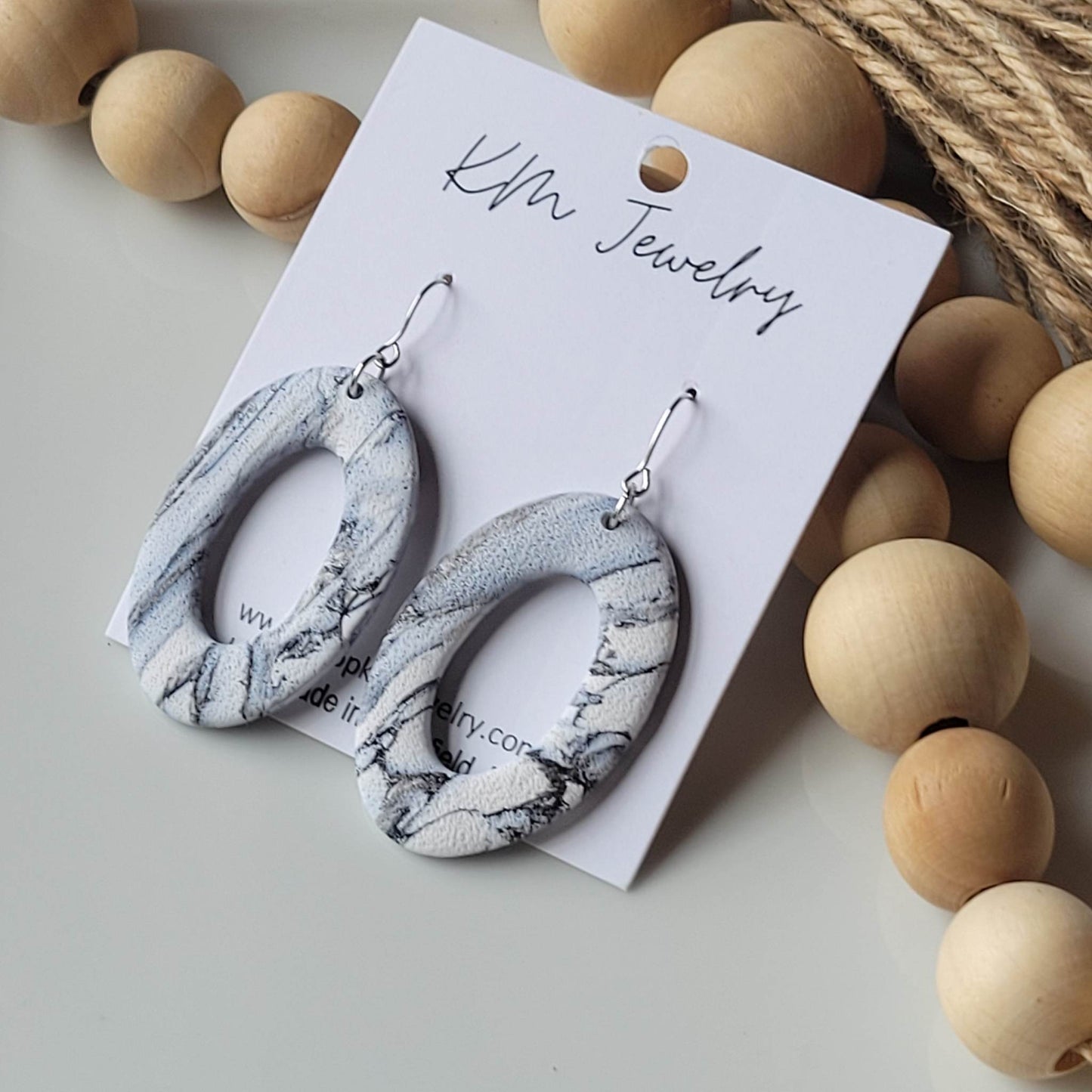 Marble Swirl | Long Oval | Earrings | Clay