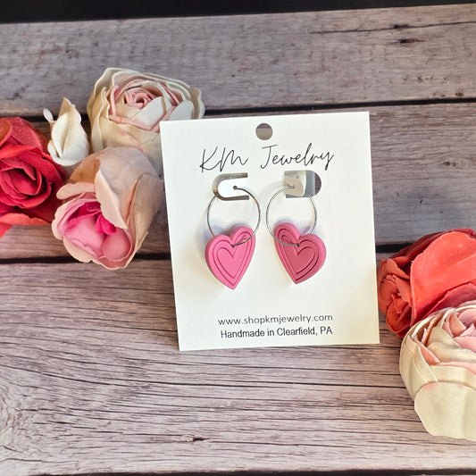Small Heart | Pink Sands | Hoop | Silver