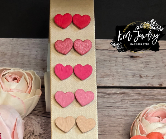 Hearts | Textured | Stud | Clay