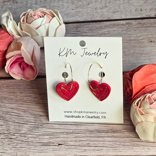Small Heart | Gold | Hoop | Crimson