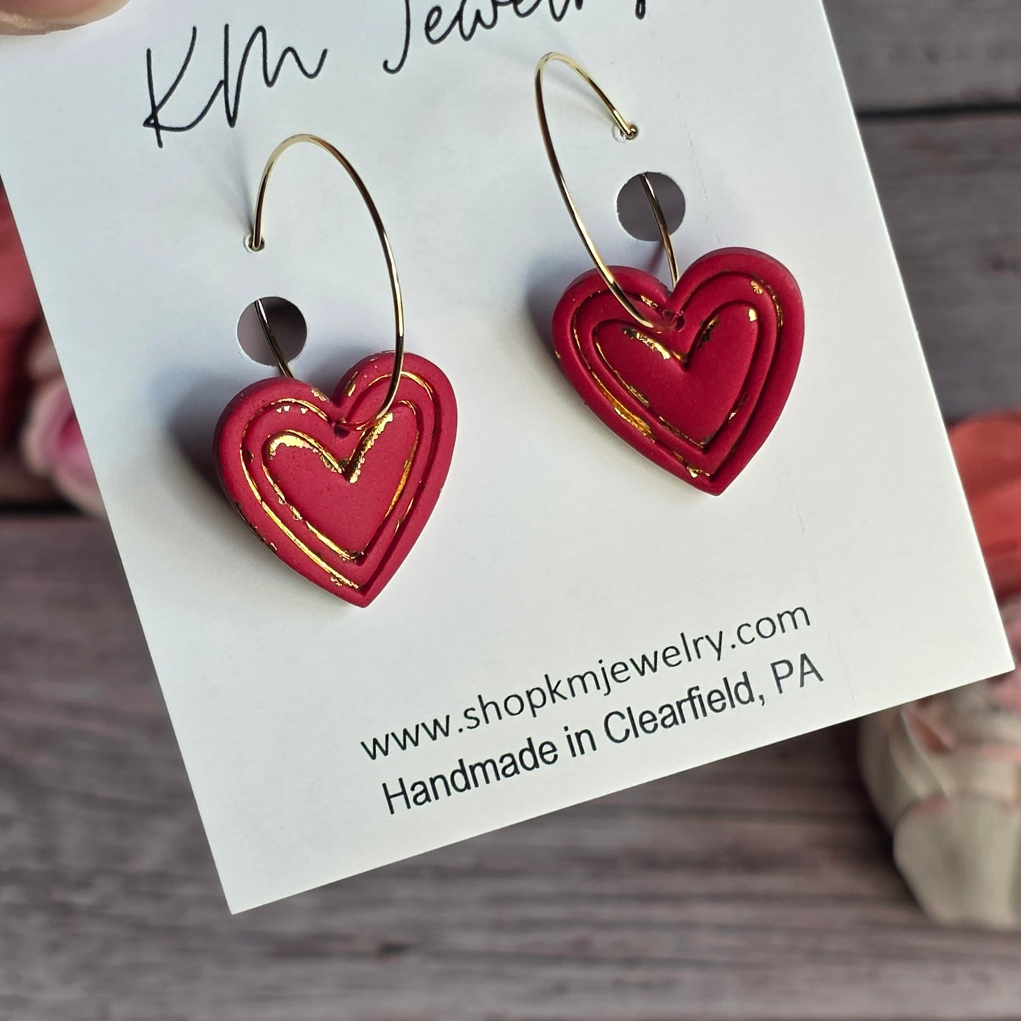 Small Heart | Gold | Hoop | Crimson