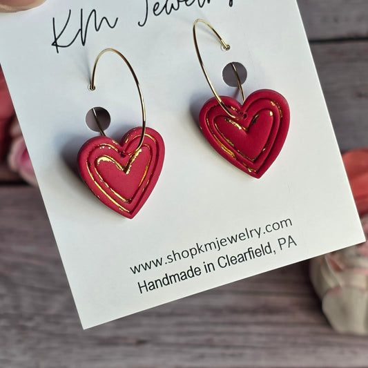Small Heart | Gold | Hoop | Crimson