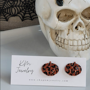 Leopard Pumpkin | Stud | 15 x 19mm | Clay