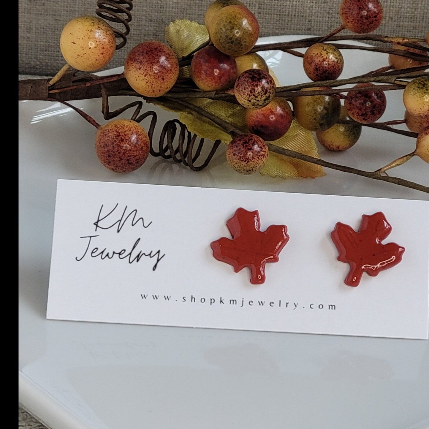 Fall Leaf | Stud | .5 x .75 inch | Clay