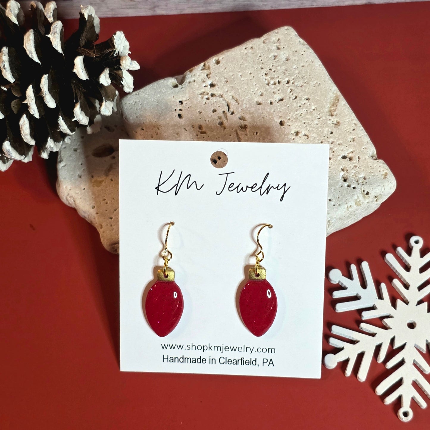 Red Glitter | Bulb | Small | Clay | Earring