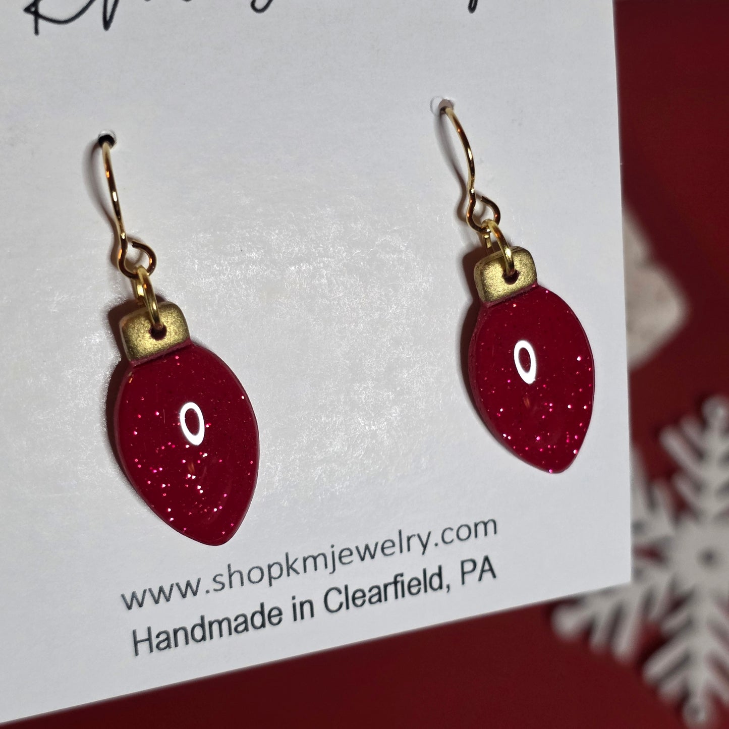 Red Glitter | Bulb | Small | Clay | Earring