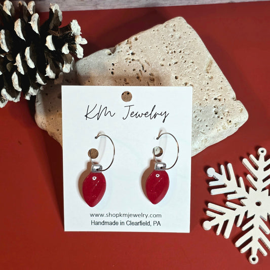 Red Glitter | Bulb | Small | Clay | Earring