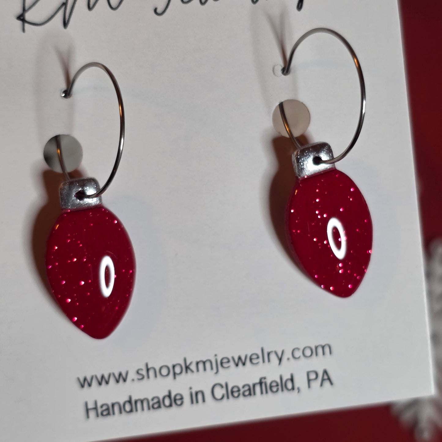 Red Glitter | Bulb | Small | Clay | Earring