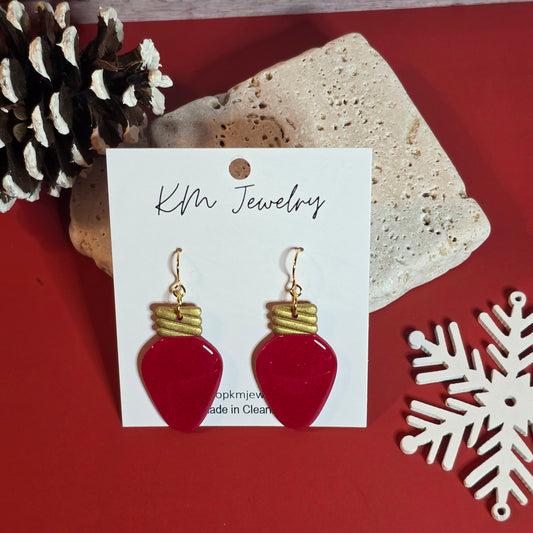 Red Glitter | Bulb | Clay | Earring
