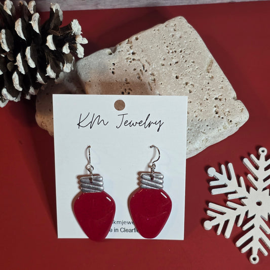 Red Glitter | Bulb | Clay | Earring