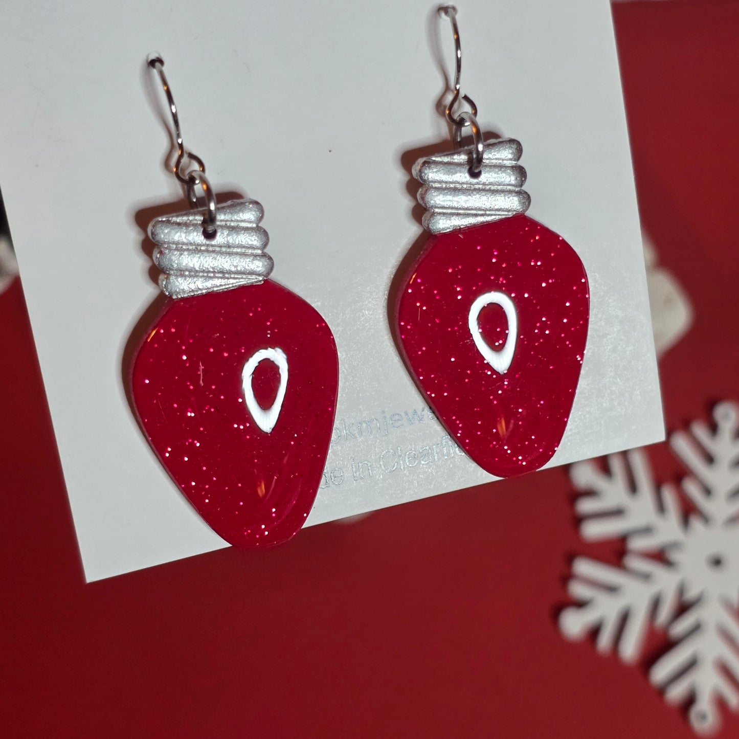 Red Glitter | Bulb | Clay | Earring