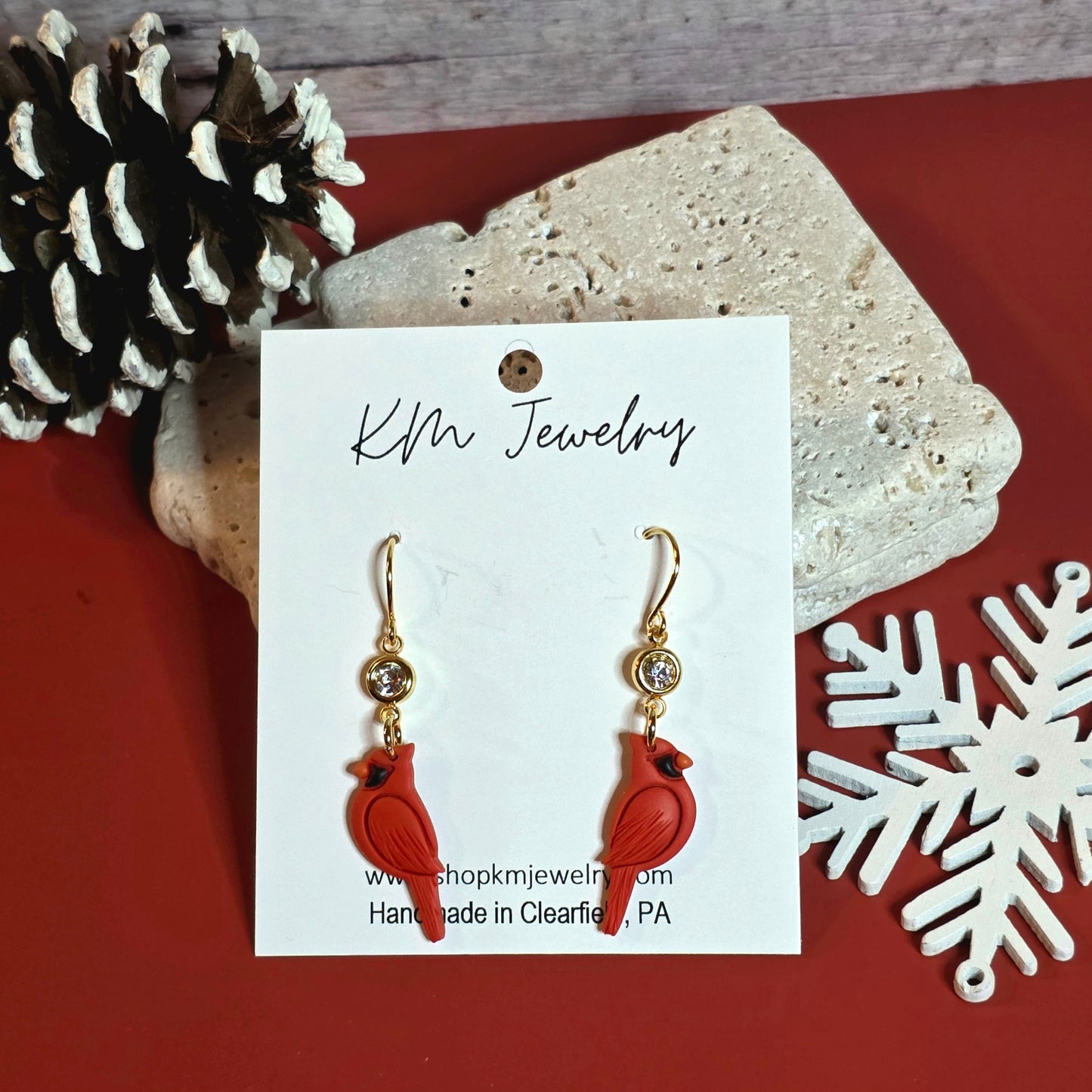 Cardinal | Red | Clay | Earring