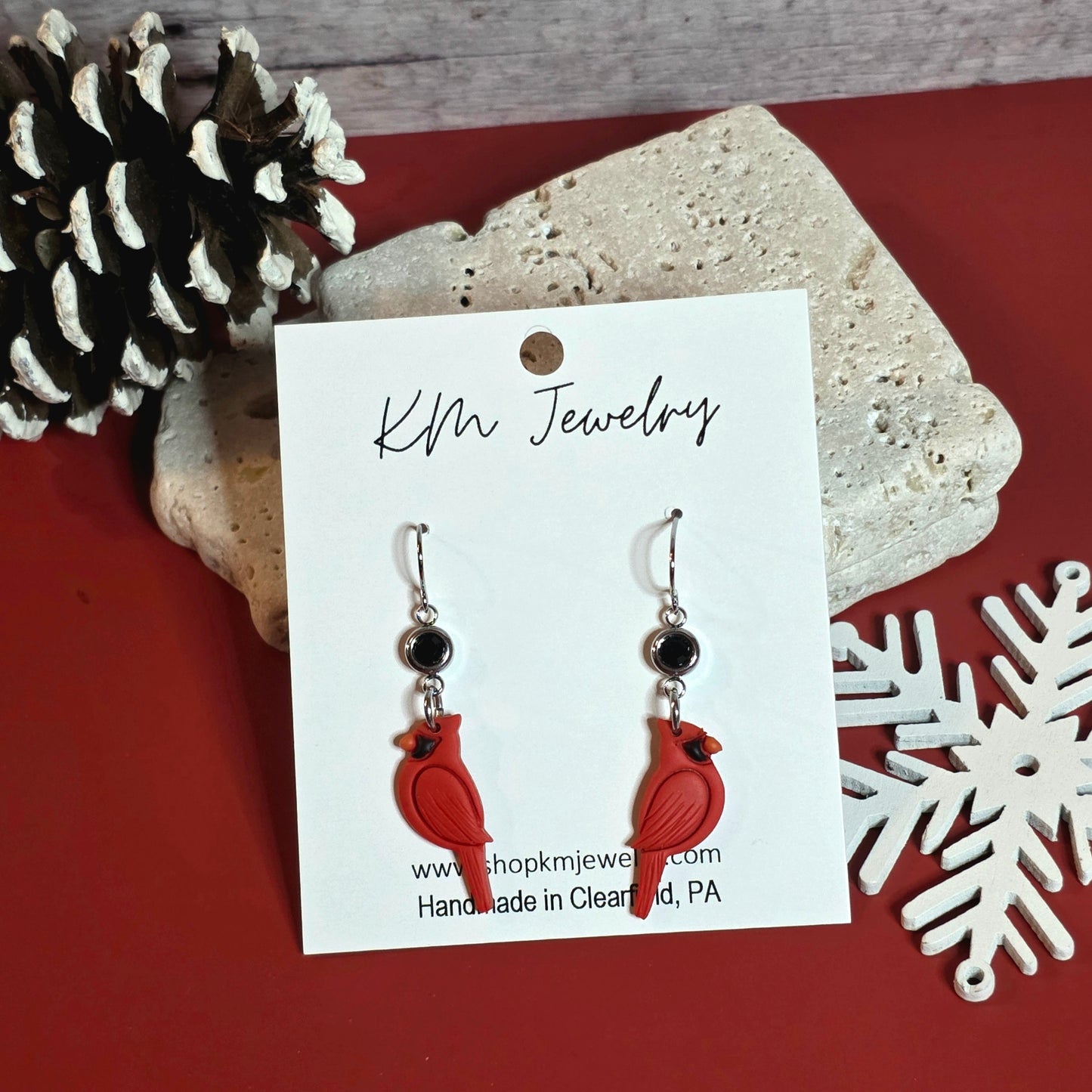 Cardinal | Red | Clay | Earring