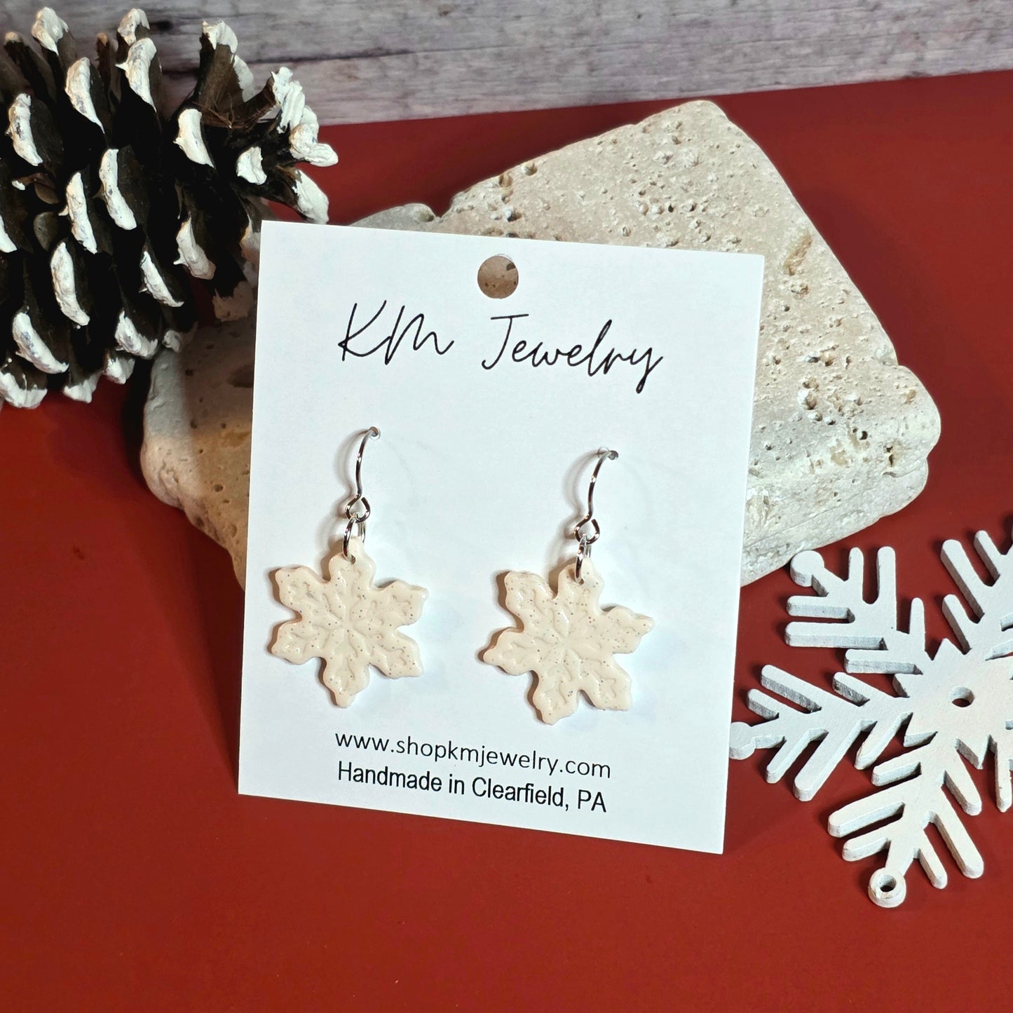 Sparkle White | Snowflake | Clay | Earring