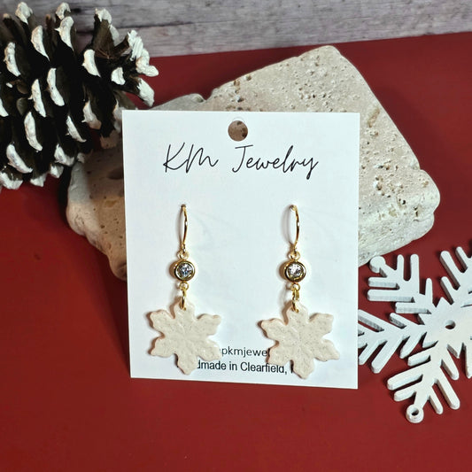 Sparkle White | Snowflake | Clay | Earring