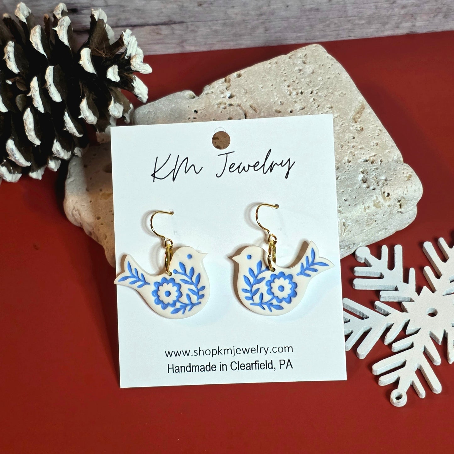 Nordic Bird | Blue | Clay | Earring