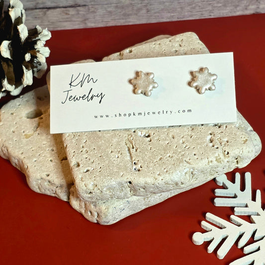 Pearl White | Snowflake | Stud | Clay