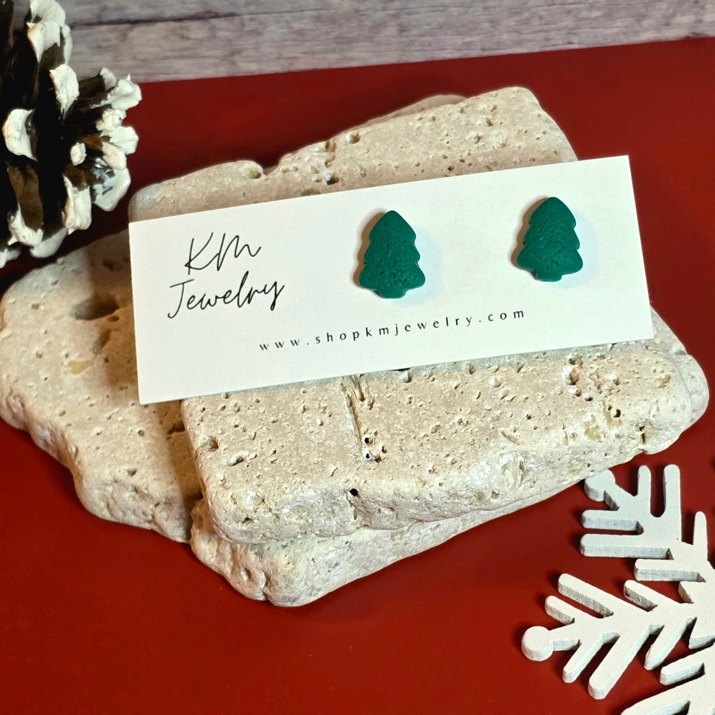 Green | Tree | Stud | Clay | Earring