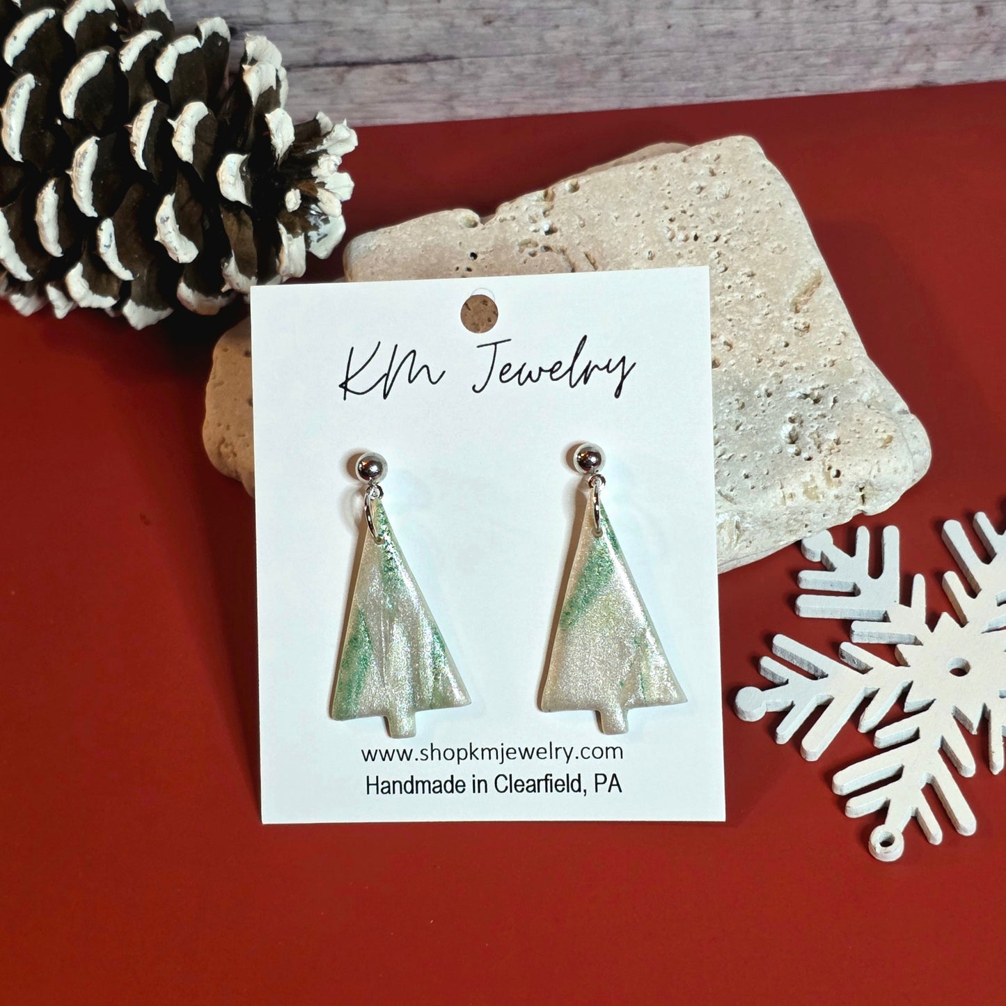 Pearl Green Blend | Tree | Clay | Earring