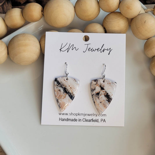 Rose Gold Marble | Arrowhead | Earrings | Clay