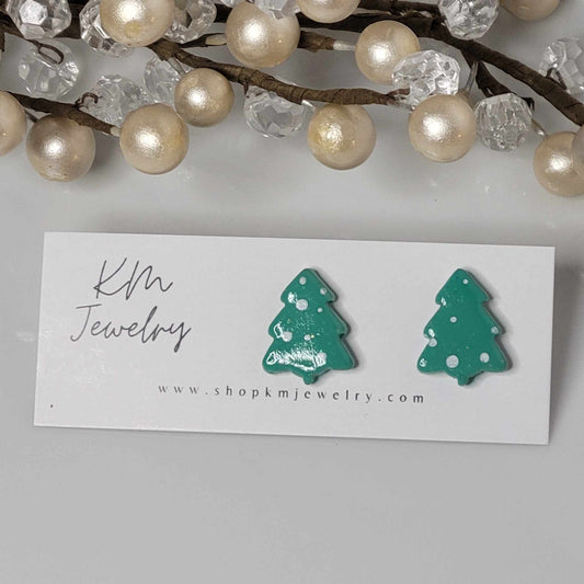 Tree | Green | Snow Dots | Clay Stud