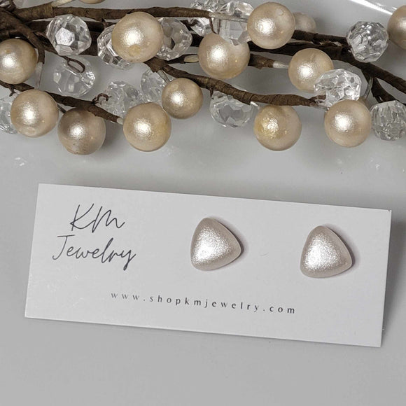 Pearl | Shimmer | Triangle | Clay Stud