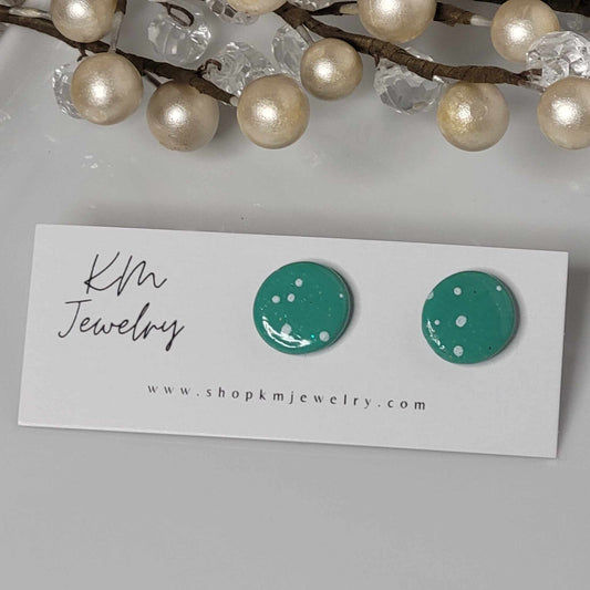 Holiday | Green | Snow Dots | Clay Stud