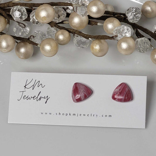 Granite Red Swirl | Triangle | Clay Stud