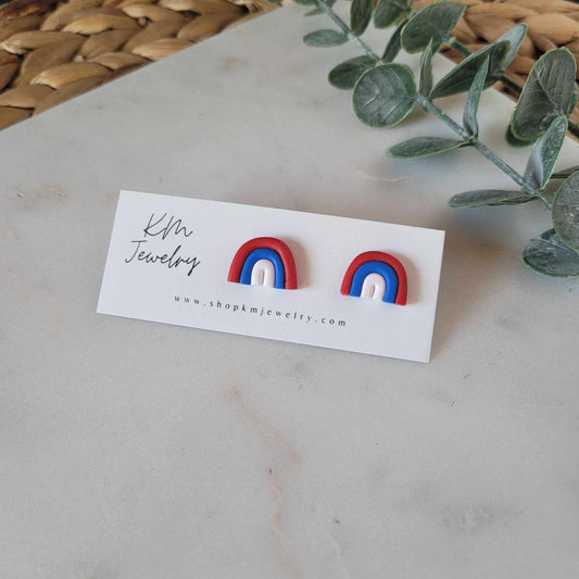 Red White Blue | Clay | Rainbow | 12mm | Stud