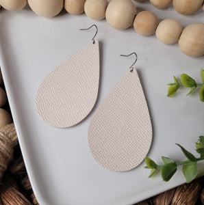 White Sparkle | XLarge Teardrop | Earring | Genuine Leather