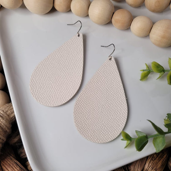 White Sparkle | XLarge Teardrop | Earring | Genuine Leather