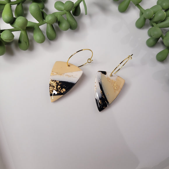 Class Act | Arrow Head | Gold Hoop | Clay Earring | Neutrals | Gold Accents