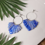 Island Oasis | Scallop Shell | Silver Ring | Stud Top | Clay Earrings | Blue