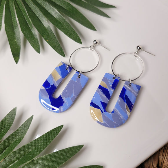 Island Oasis | Inverted Arch | Silver Ring | Stud Top | Clay Earrings | Blue